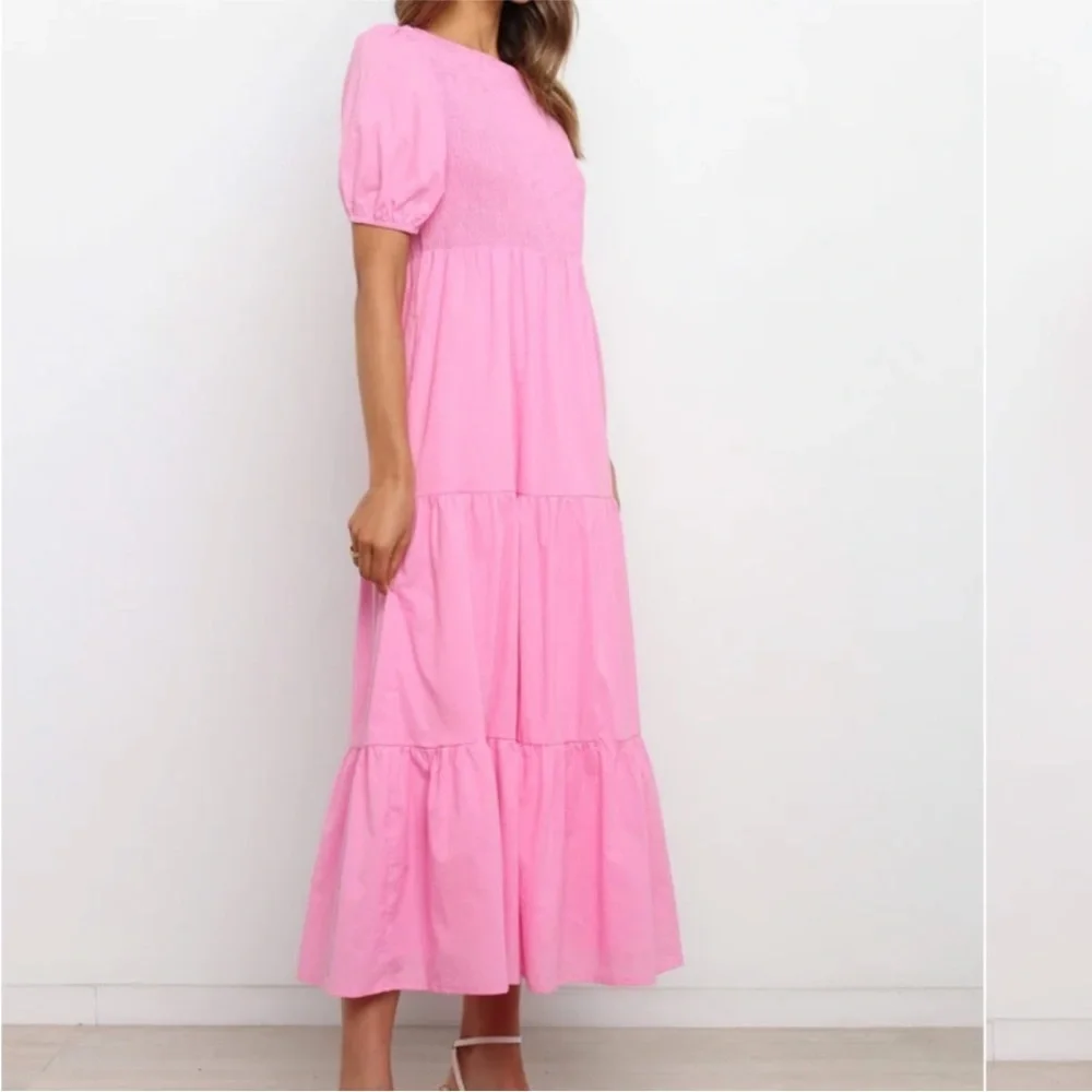 Petal & Pup Tiered Linen Maxi Dress Pink size 4 - Picture 7 of 8